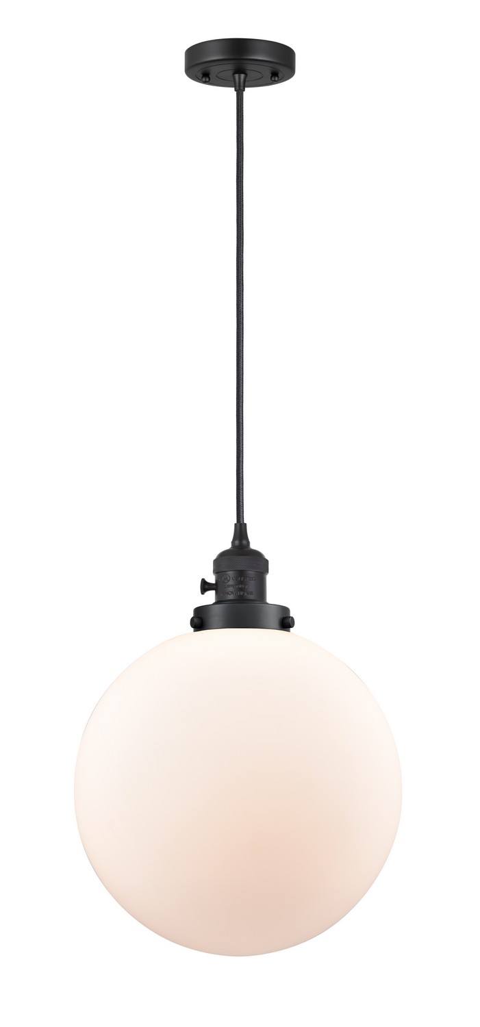 One Light Mini Pendant by Innovations - Franklin Restoration Collection, Matte Black Finish - 201CSW-BK-G201-12
