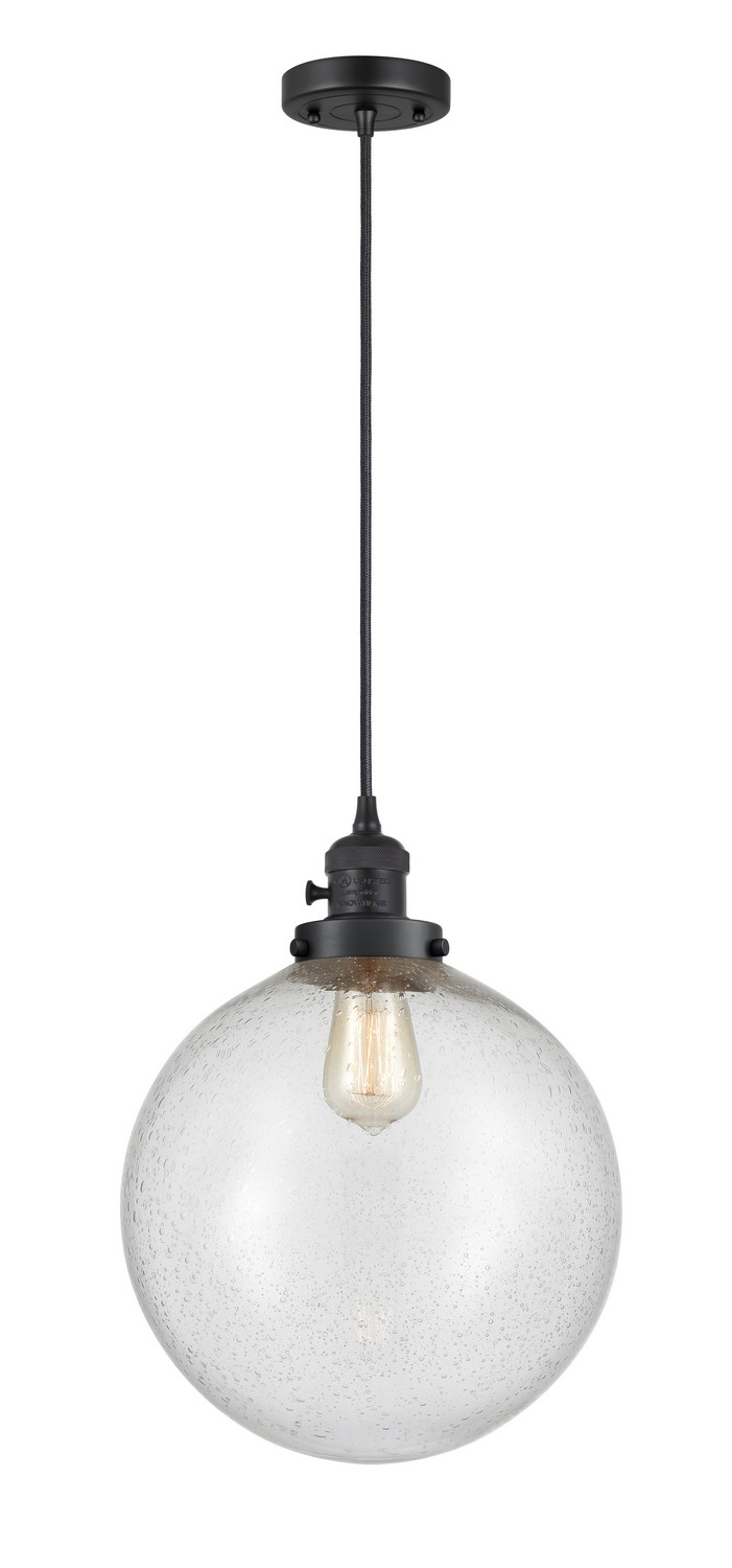 One Light Mini Pendant by Innovations - Franklin Restoration Collection, Matte Black Finish - 201CSW-BK-G204-12