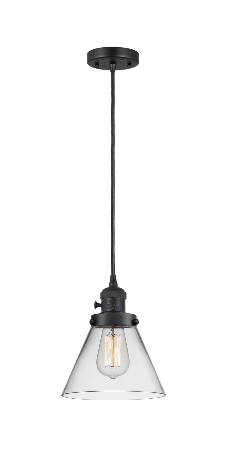 One Light Mini Pendant by Innovations - Franklin Restoration Collection, Matte Black Finish - 201CSW-BK-G42