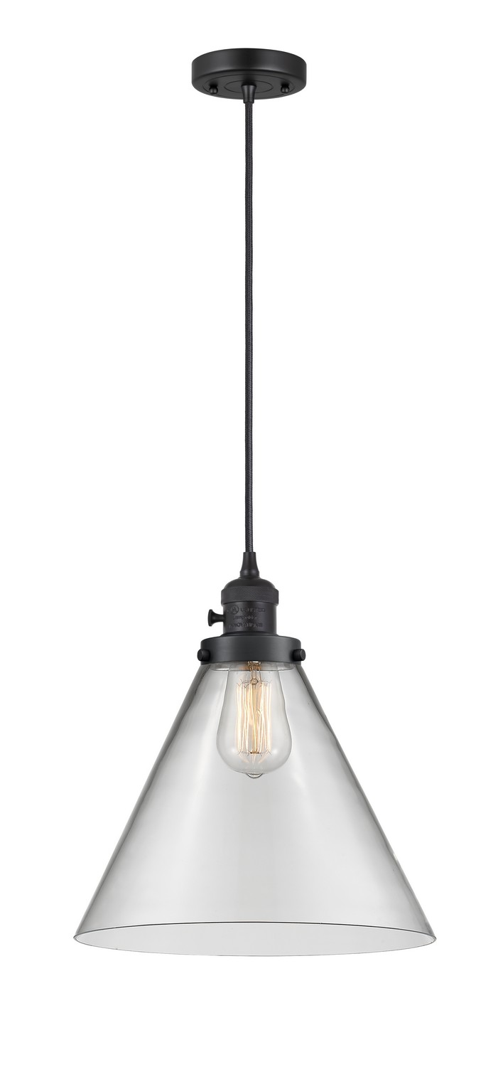 One Light Mini Pendant by Innovations - Franklin Restoration Collection, Matte Black Finish - 201CSW-BK-G42-L