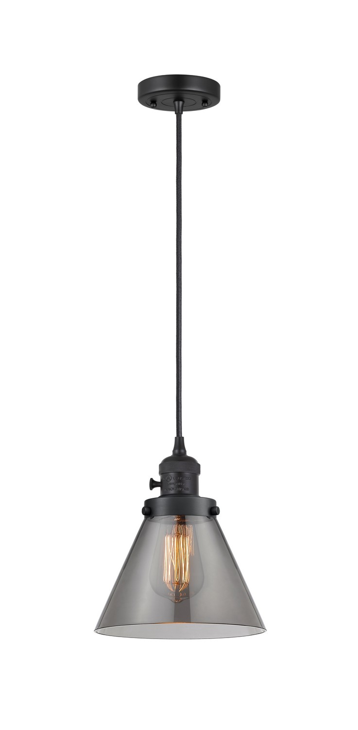 One Light Mini Pendant by Innovations - Franklin Restoration Collection, Matte Black Finish - 201CSW-BK-G43