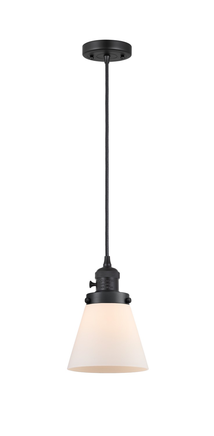 One Light Mini Pendant by Innovations - Franklin Restoration Collection, Matte Black Finish - 201CSW-BK-G61