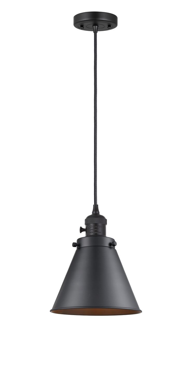 One Light Mini Pendant by Innovations - Franklin Restoration Collection, Matte Black Finish - 201CSW-BK-M13-BK