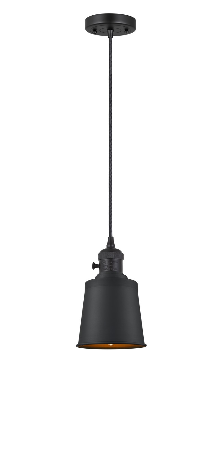 One Light Mini Pendant by Innovations - Franklin Restoration Collection, Matte Black Finish - 201CSW-BK-M9-BK