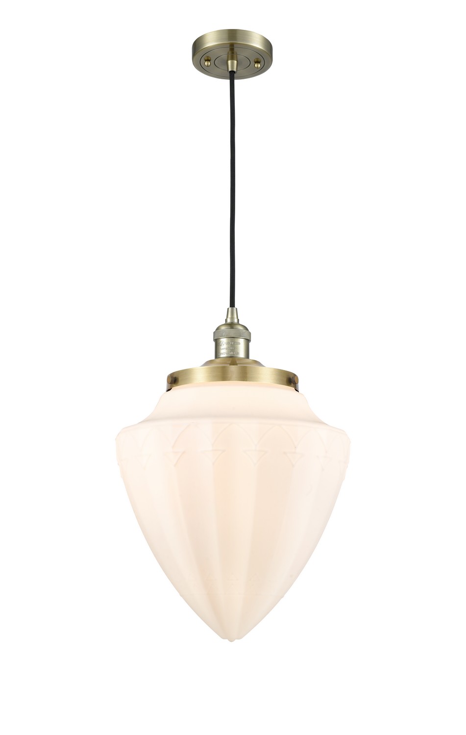 One Light Mini Pendant by Innovations - Franklin Restoration Collection, Antique Brass Finish - 201C-AB-G661-12