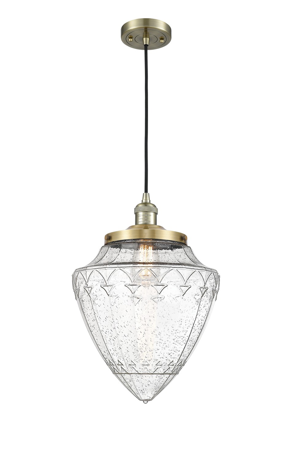 One Light Mini Pendant by Innovations - Franklin Restoration Collection, Antique Brass Finish - 201C-AB-G664-12