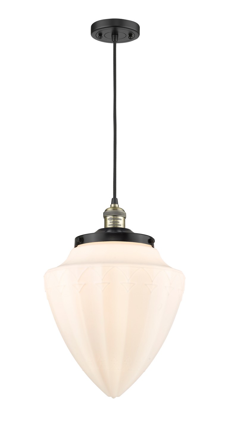 One Light Mini Pendant by Innovations - Franklin Restoration Collection, Black Antique Brass Finish - 201C-BAB-G661-12