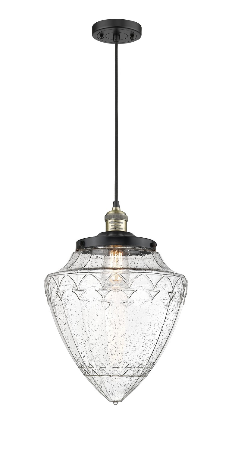 One Light Mini Pendant by Innovations - Franklin Restoration Collection, Black Antique Brass Finish - 201C-BAB-G664-12