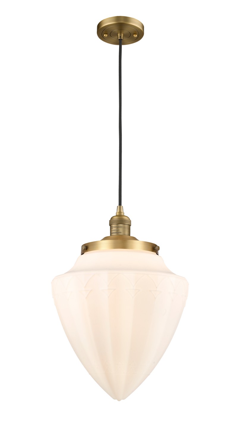 One Light Mini Pendant by Innovations - Franklin Restoration Collection, Brushed Brass Finish - 201C-BB-G661-12