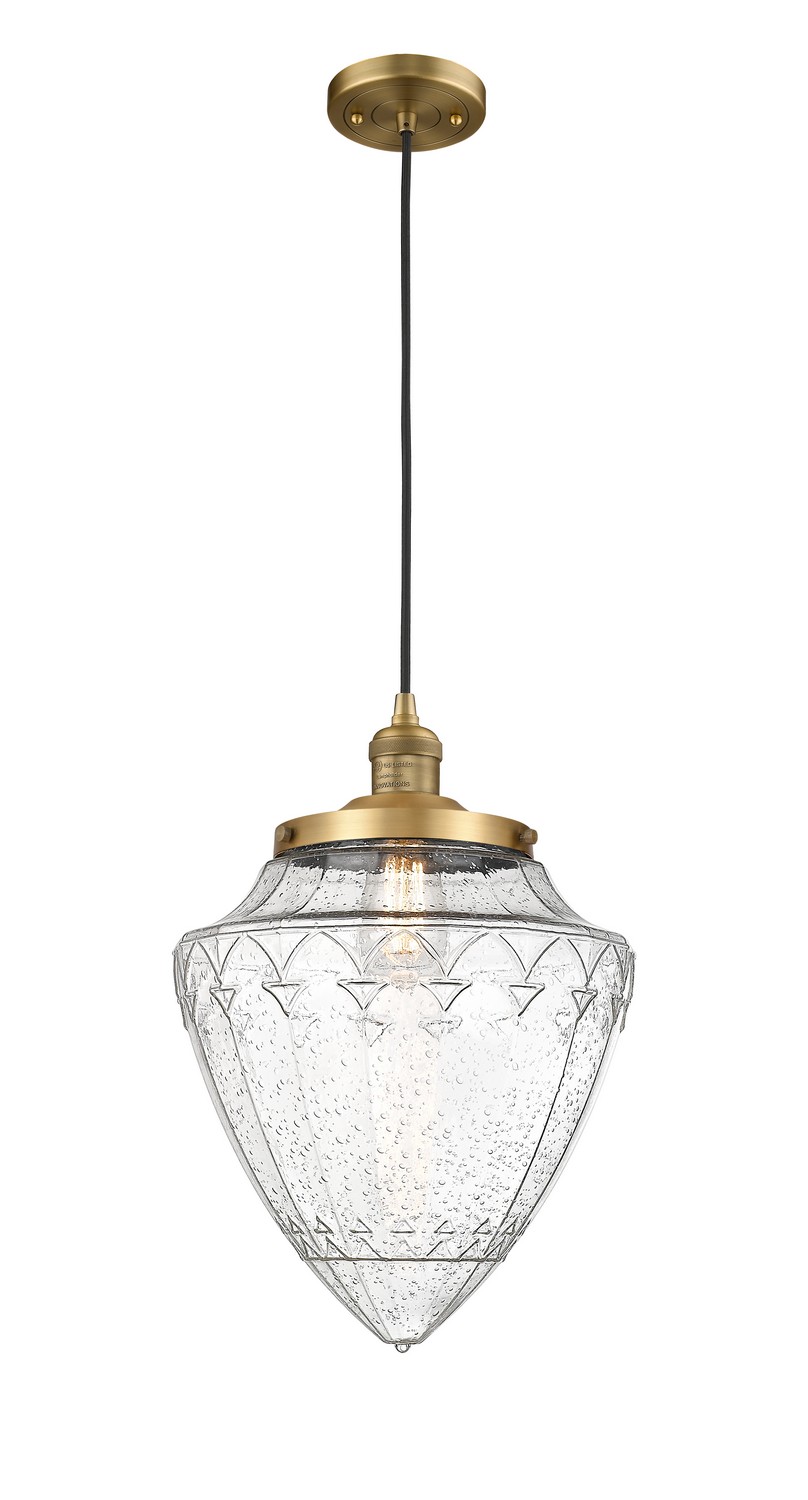 One Light Mini Pendant by Innovations - Franklin Restoration Collection, Brushed Brass Finish - 201C-BB-G664-12