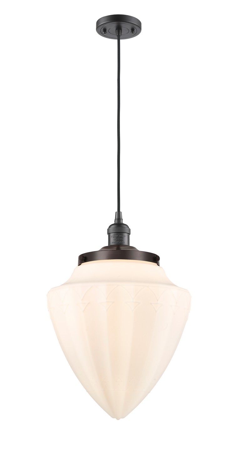 One Light Mini Pendant by Innovations - Franklin Restoration Collection, Oil Rubbed Bronze Finish - 201C-OB-G661-12