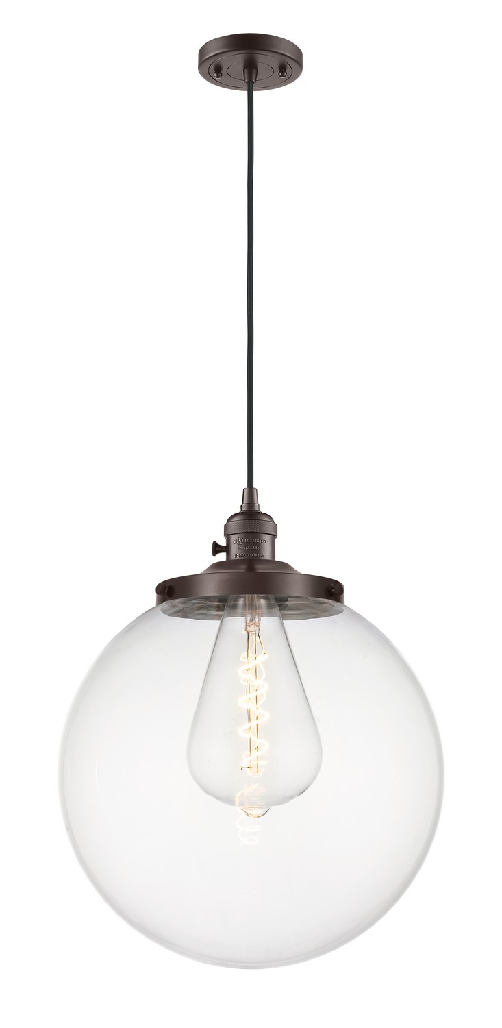 One Light Mini Pendant by Innovations - Franklin Restoration Collection, Oil Rubbed Bronze Finish - 201CSW-OB-G202-14