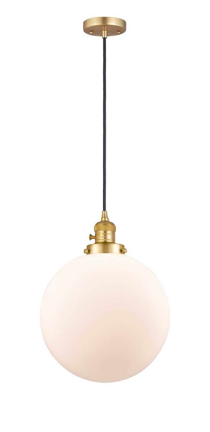 One Light Mini Pendant by Innovations - Franklin Restoration Collection, Satin Gold Finish - 201CSW-SG-G201-12