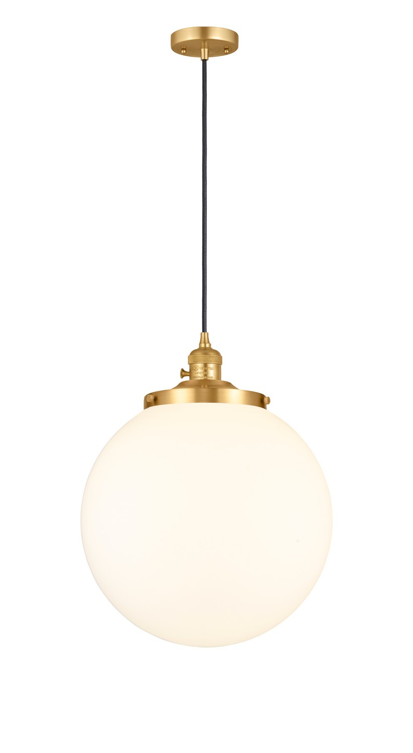 One Light Mini Pendant by Innovations - Franklin Restoration Collection, Satin Gold Finish - 201CSW-SG-G201-14