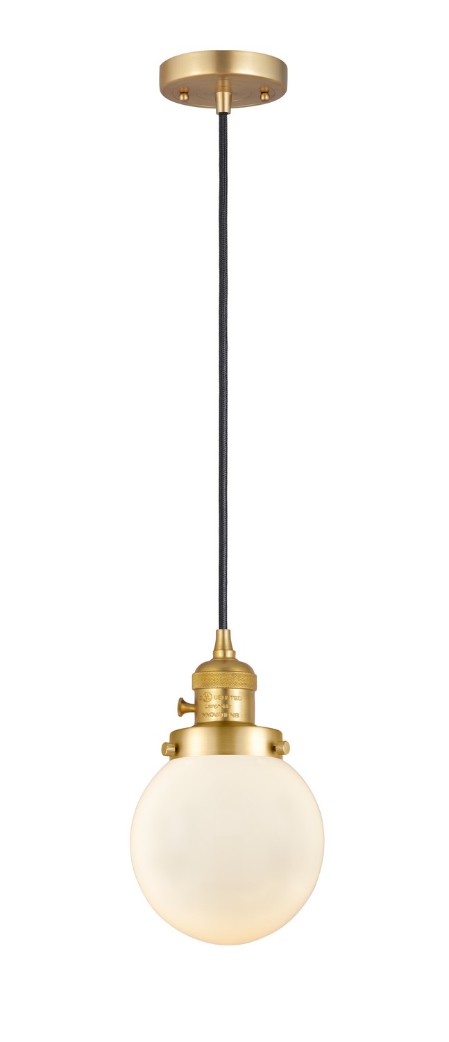 One Light Mini Pendant by Innovations - Franklin Restoration Collection, Satin Gold Finish - 201CSW-SG-G201-6