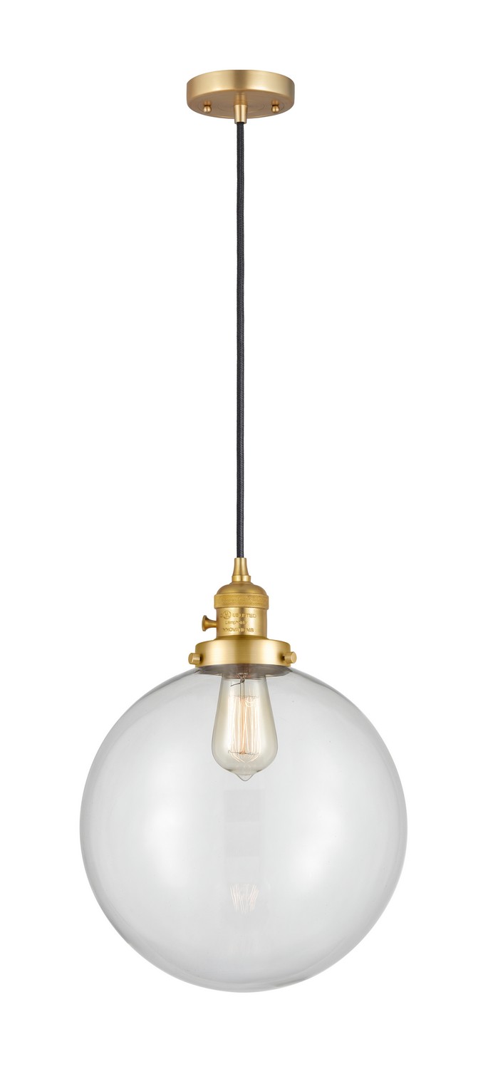 One Light Mini Pendant by Innovations - Franklin Restoration Collection, Satin Gold Finish - 201CSW-SG-G202-12