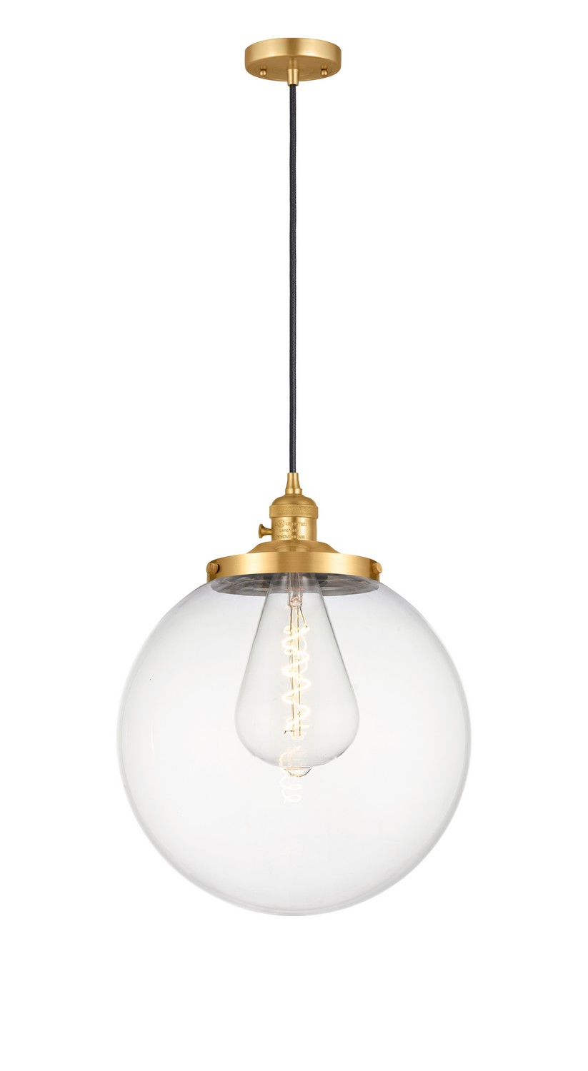 One Light Mini Pendant by Innovations - Franklin Restoration Collection, Satin Gold Finish - 201CSW-SG-G202-14