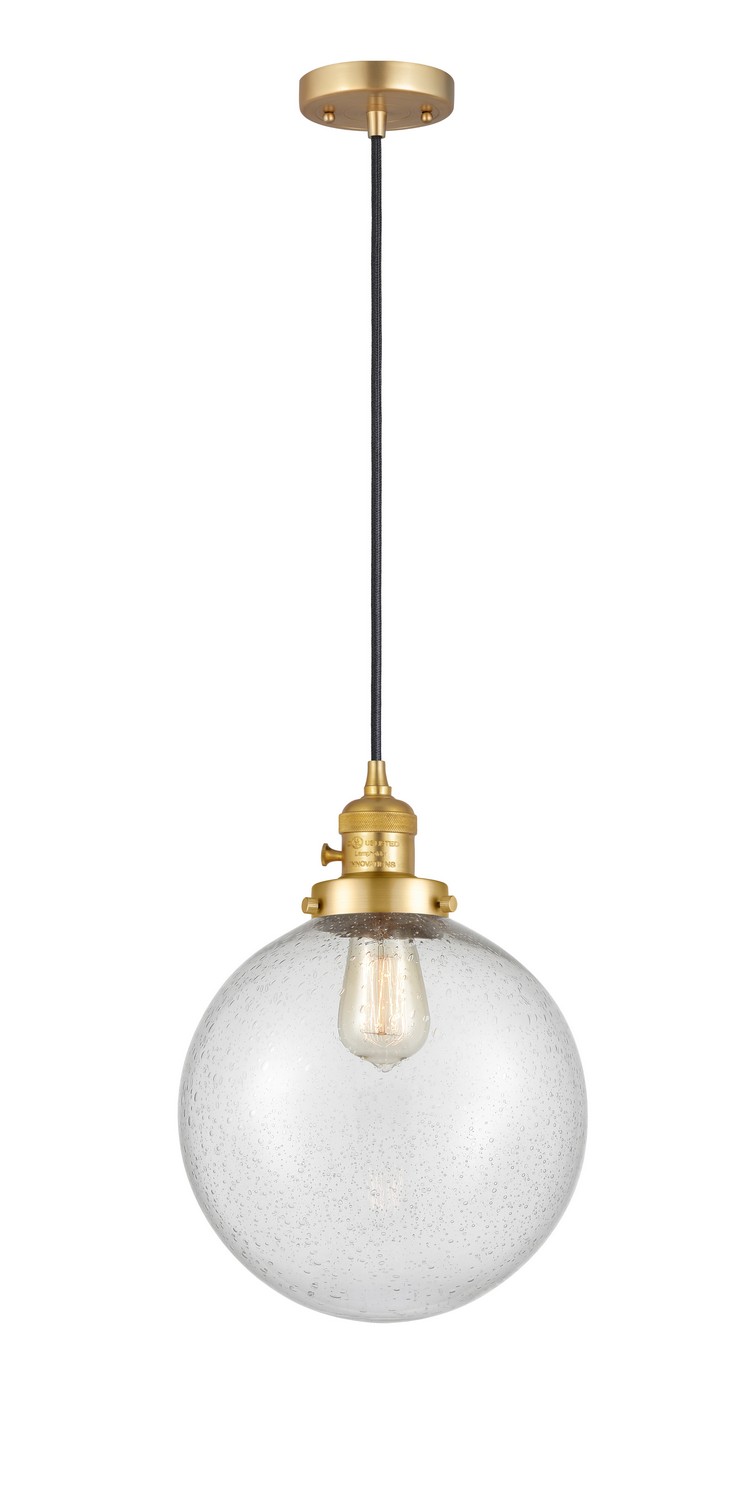 One Light Mini Pendant by Innovations - Franklin Restoration Collection, Satin Gold Finish - 201CSW-SG-G204-10