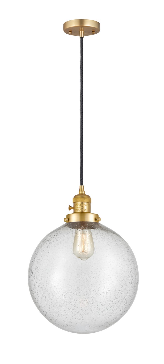 One Light Mini Pendant by Innovations - Franklin Restoration Collection, Satin Gold Finish - 201CSW-SG-G204-12
