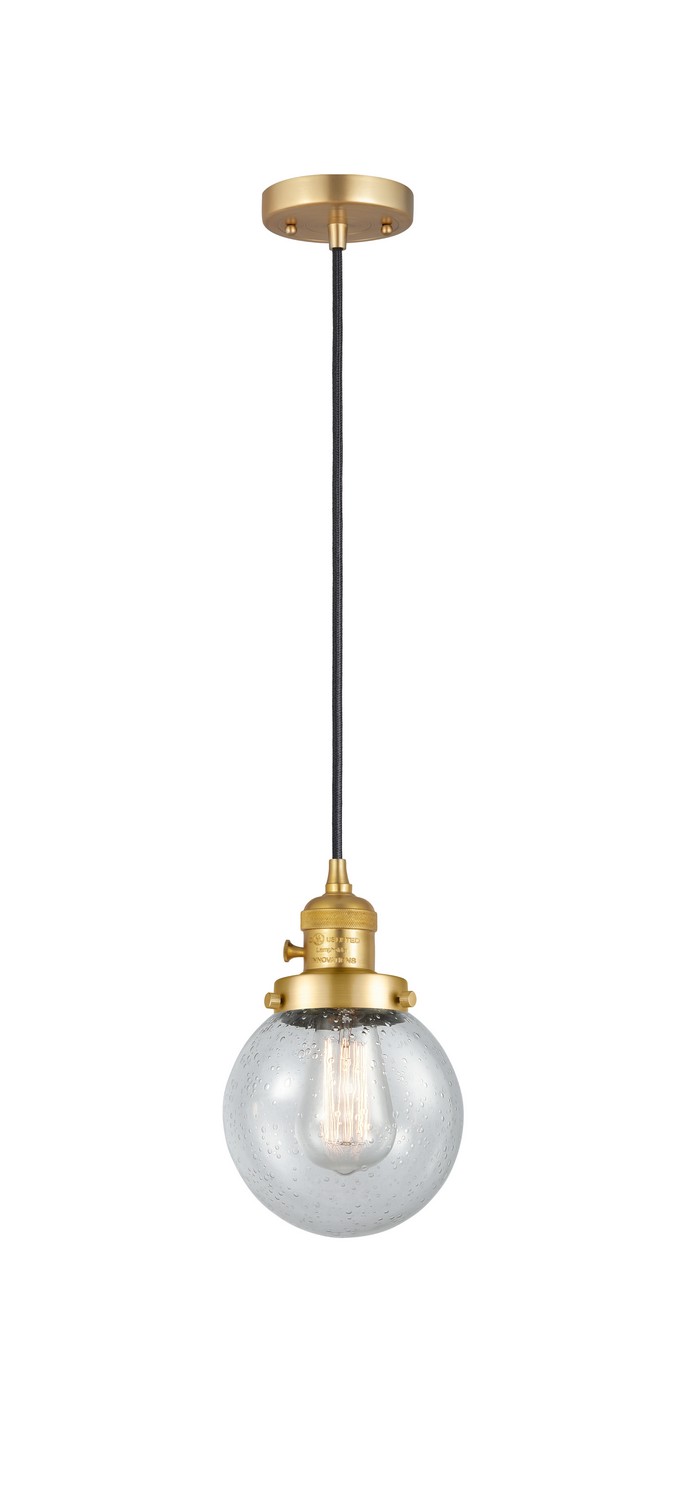 LED Mini Pendant by Innovations - Franklin Restoration Collection, Satin Gold Finish - 201CSW-SG-G204-6-LED