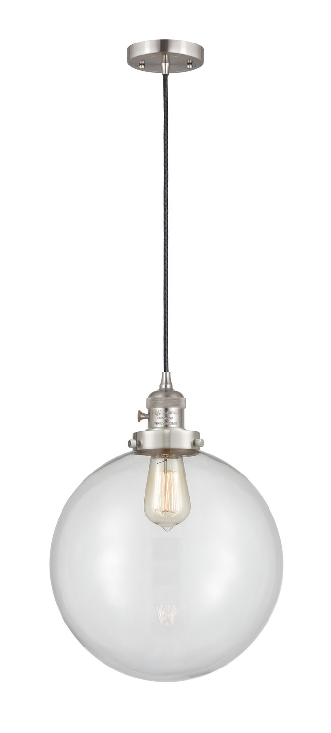One Light Mini Pendant by Innovations - Franklin Restoration Collection, Brushed Satin Nickel Finish - 201CSW-SN-G202-12