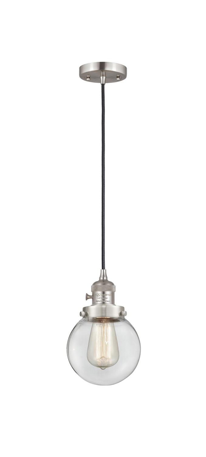 One Light Mini Pendant by Innovations - Franklin Restoration Collection, Brushed Satin Nickel Finish - 201CSW-SN-G202-6