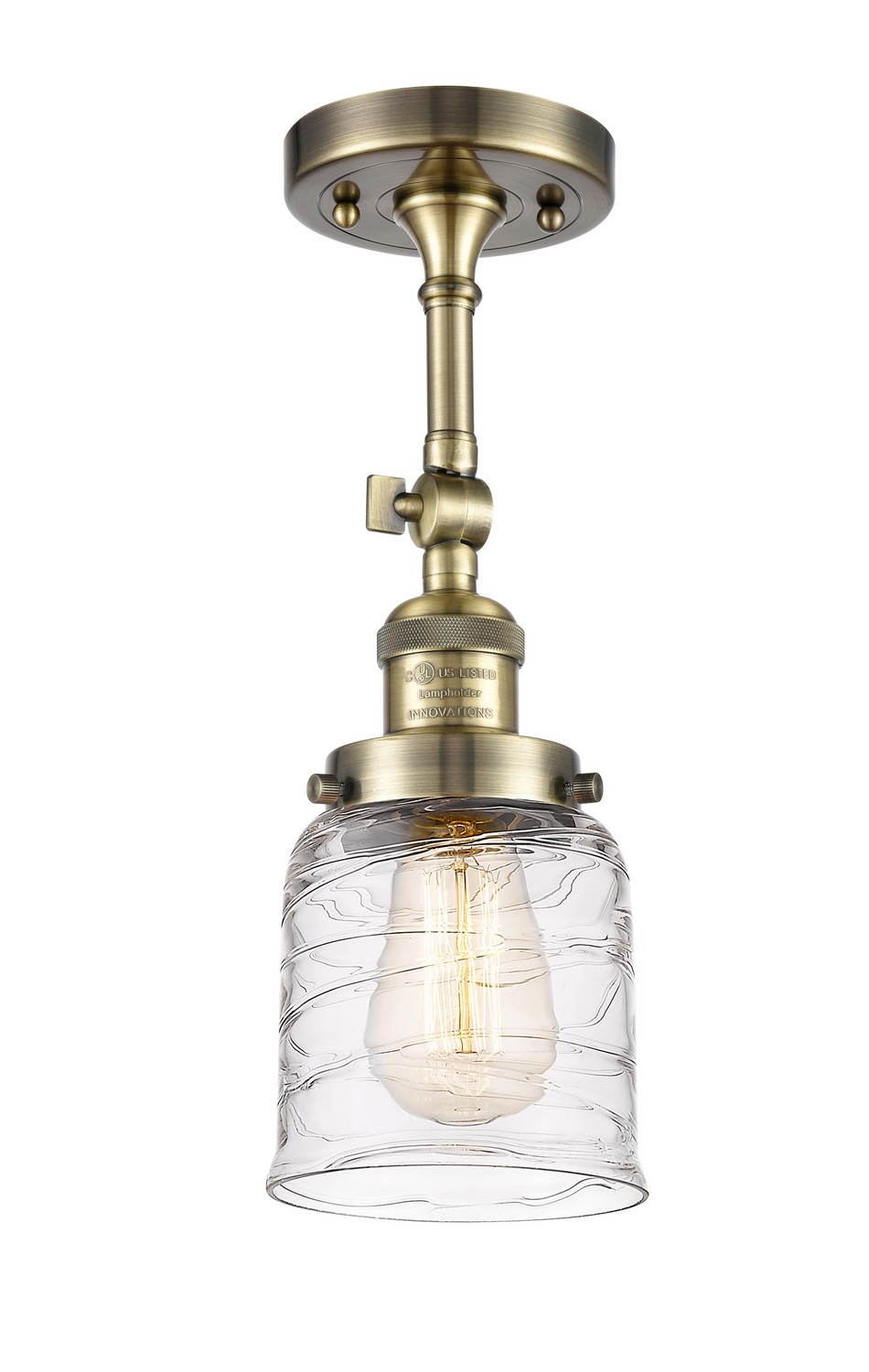 LED Semi-Flush Mount by Innovations - Franklin Restoration Collection, Antique Brass Finish - 201F-AB-G513-LED