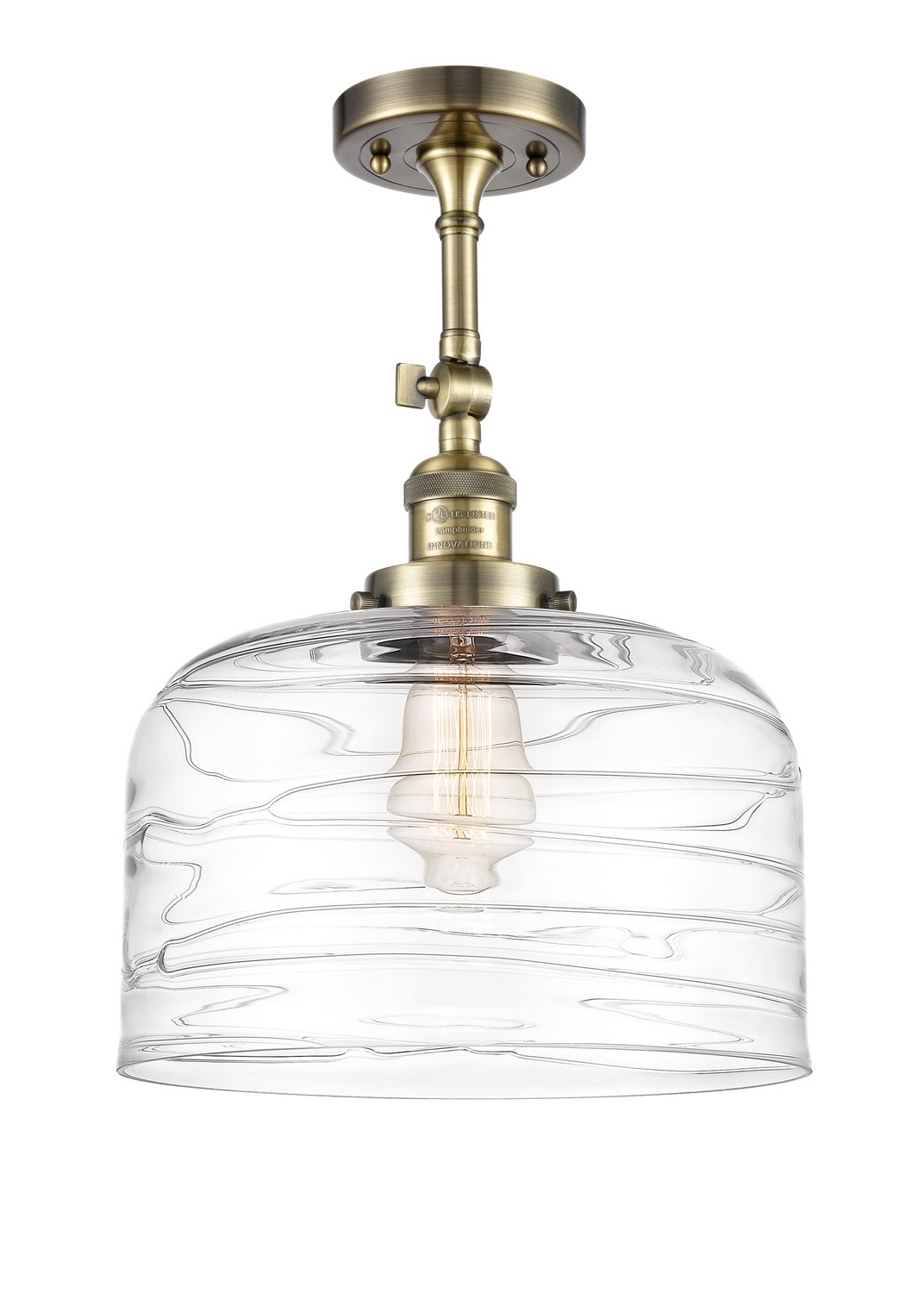 LED Semi-Flush Mount by Innovations - Franklin Restoration Collection, Antique Brass Finish - 201F-AB-G713-L-LED