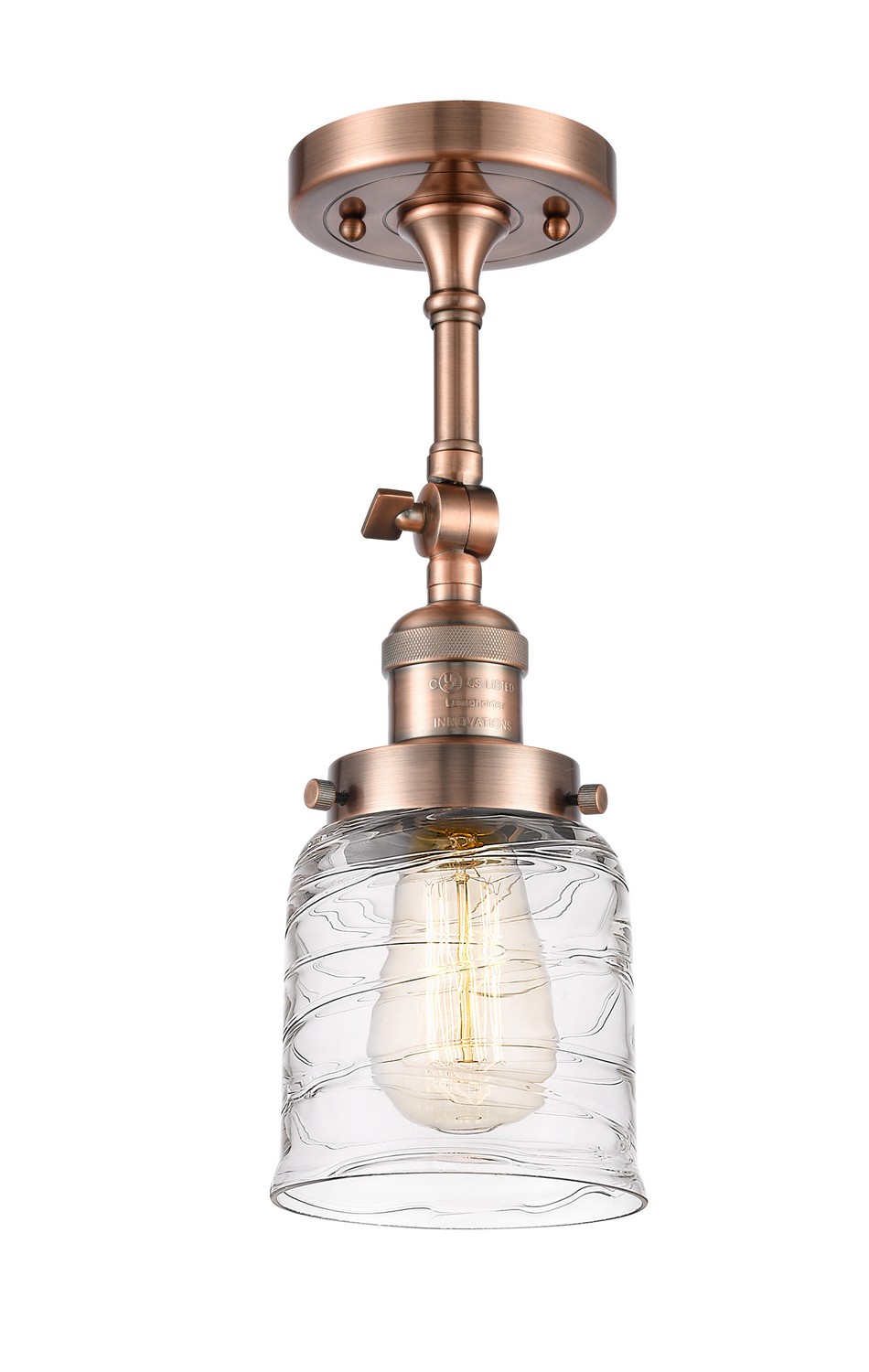 One Light Semi-Flush Mount by Innovations - Franklin Restoration Collection, Antique Copper Finish - 201F-AC-G513