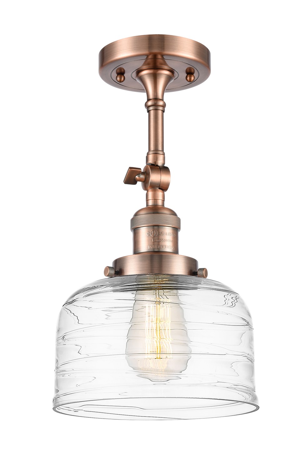 One Light Semi-Flush Mount by Innovations - Franklin Restoration Collection, Antique Copper Finish - 201F-AC-G713