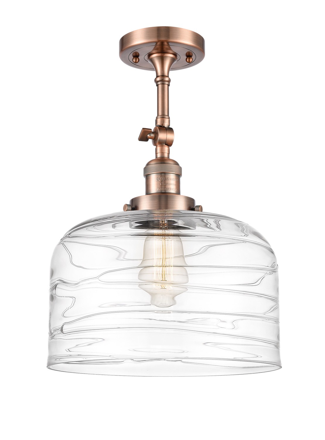 One Light Semi-Flush Mount by Innovations - Franklin Restoration Collection, Antique Copper Finish - 201F-AC-G713-L