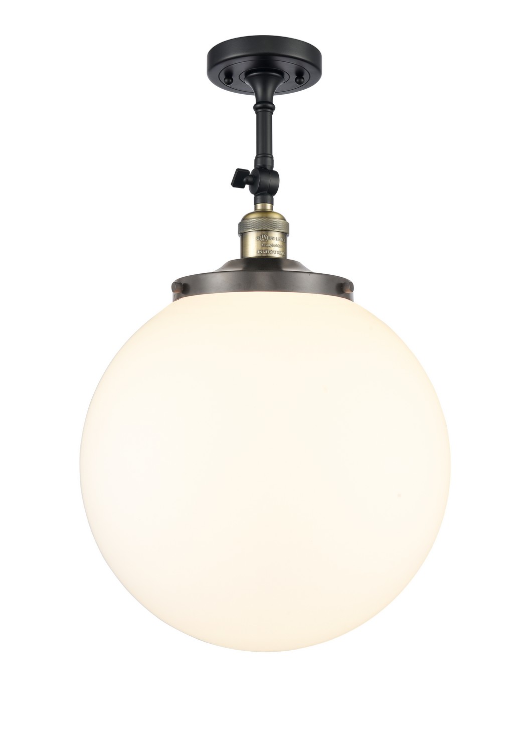 One Light Semi-Flush Mount by Innovations - Franklin Restoration Collection, Black Antique Brass Finish - 201F-BAB-G201-14