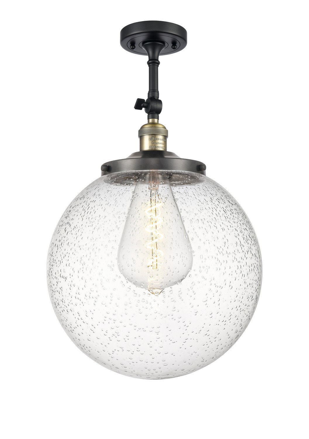 One Light Semi-Flush Mount by Innovations - Franklin Restoration Collection, Black Antique Brass Finish - 201F-BAB-G204-14