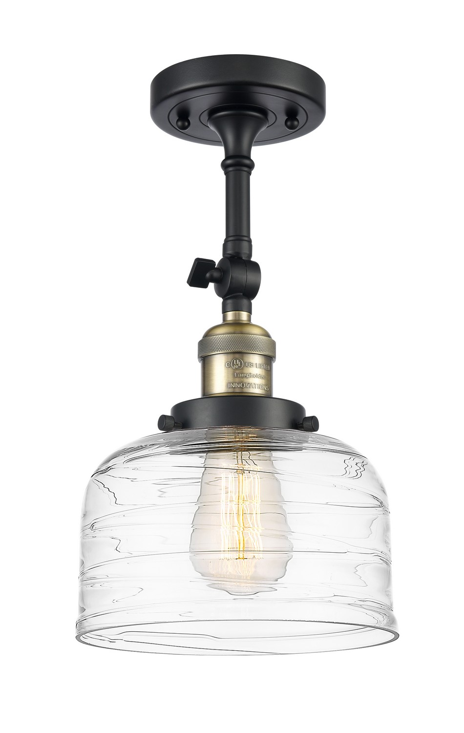 LED Semi-Flush Mount by Innovations - Franklin Restoration Collection, Black Antique Brass Finish - 201F-BAB-G713-LED
