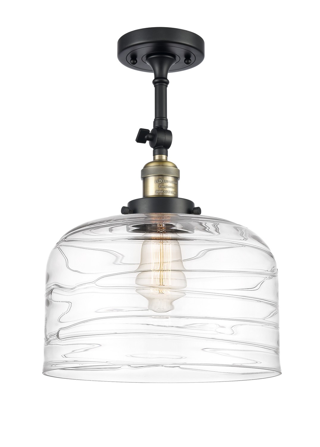 LED Semi-Flush Mount by Innovations - Franklin Restoration Collection, Black Antique Brass Finish - 201F-BAB-G713-L-LED