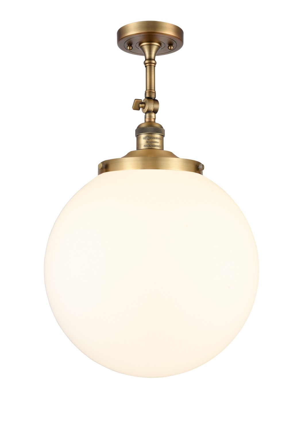 One Light Semi-Flush Mount by Innovations - Franklin Restoration Collection, Brushed Brass Finish - 201F-BB-G201-14
