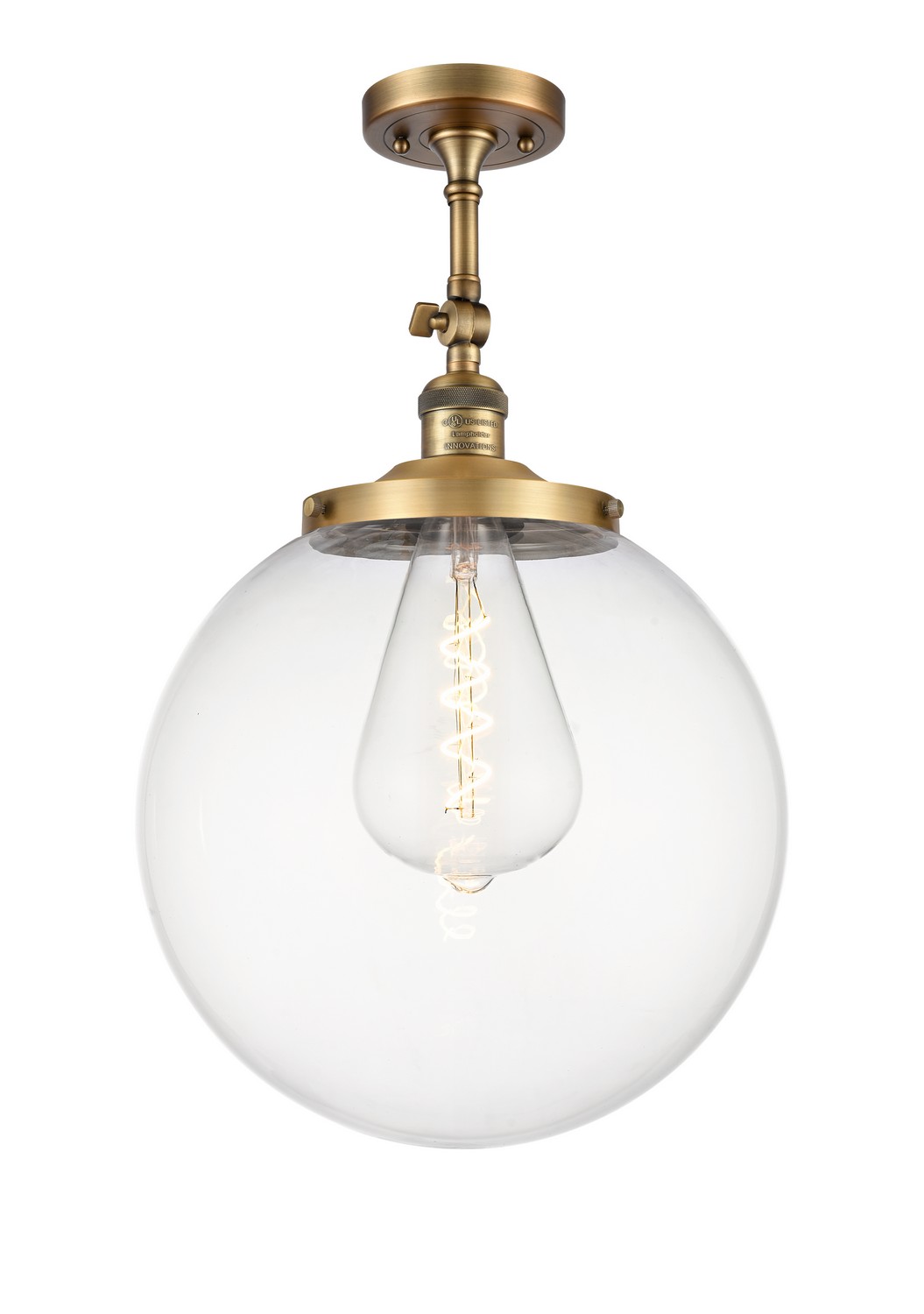 One Light Semi-Flush Mount by Innovations - Franklin Restoration Collection, Brushed Brass Finish - 201F-BB-G202-14