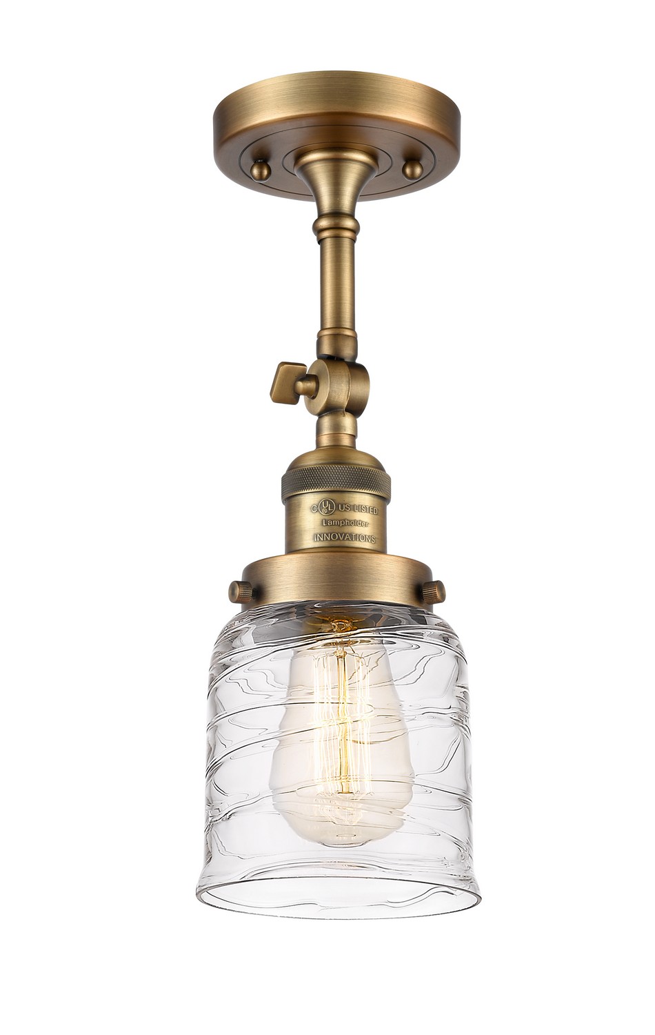 One Light Semi-Flush Mount by Innovations - Franklin Restoration Collection, Brushed Brass Finish - 201F-BB-G513