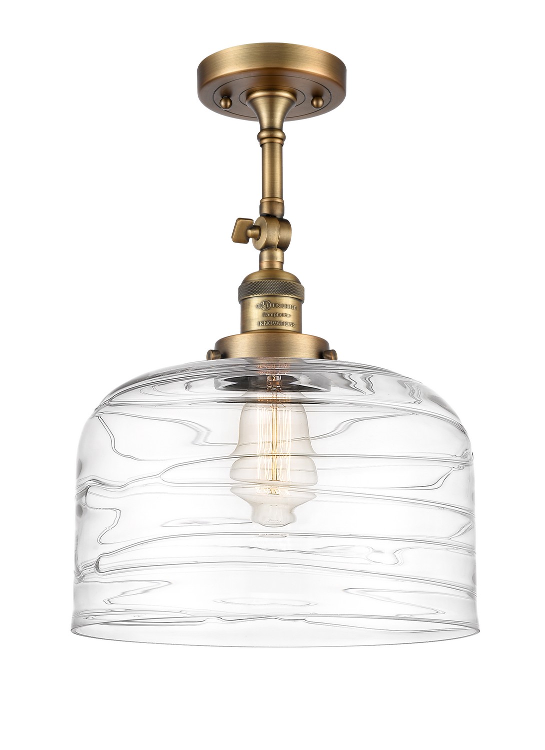 One Light Semi-Flush Mount by Innovations - Franklin Restoration Collection, Brushed Brass Finish - 201F-BB-G713-L