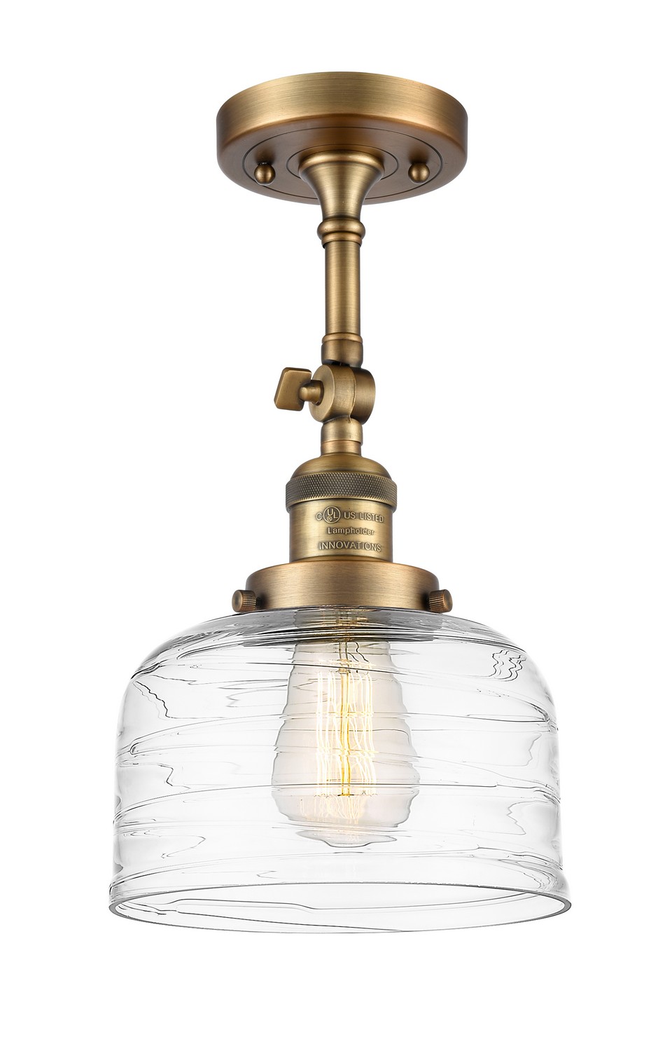 LED Semi-Flush Mount by Innovations - Franklin Restoration Collection, Brushed Brass Finish - 201F-BB-G713-LED