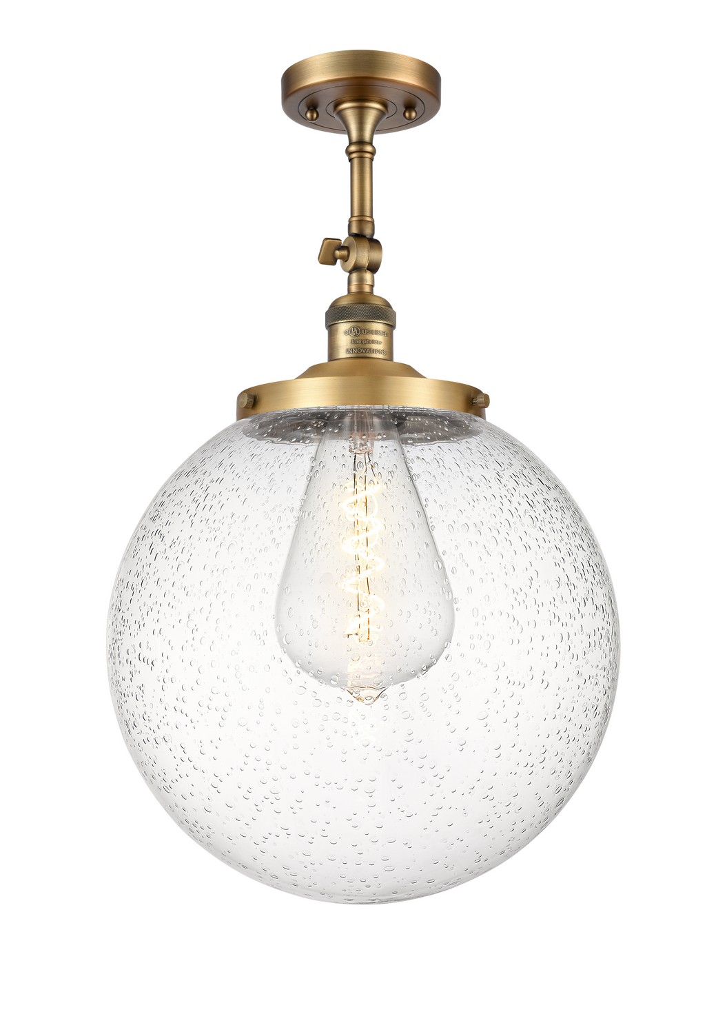 One Light Semi-Flush Mount by Innovations - Franklin Restoration Collection, Brushed Brass Finish - 201F-BB-G204-14