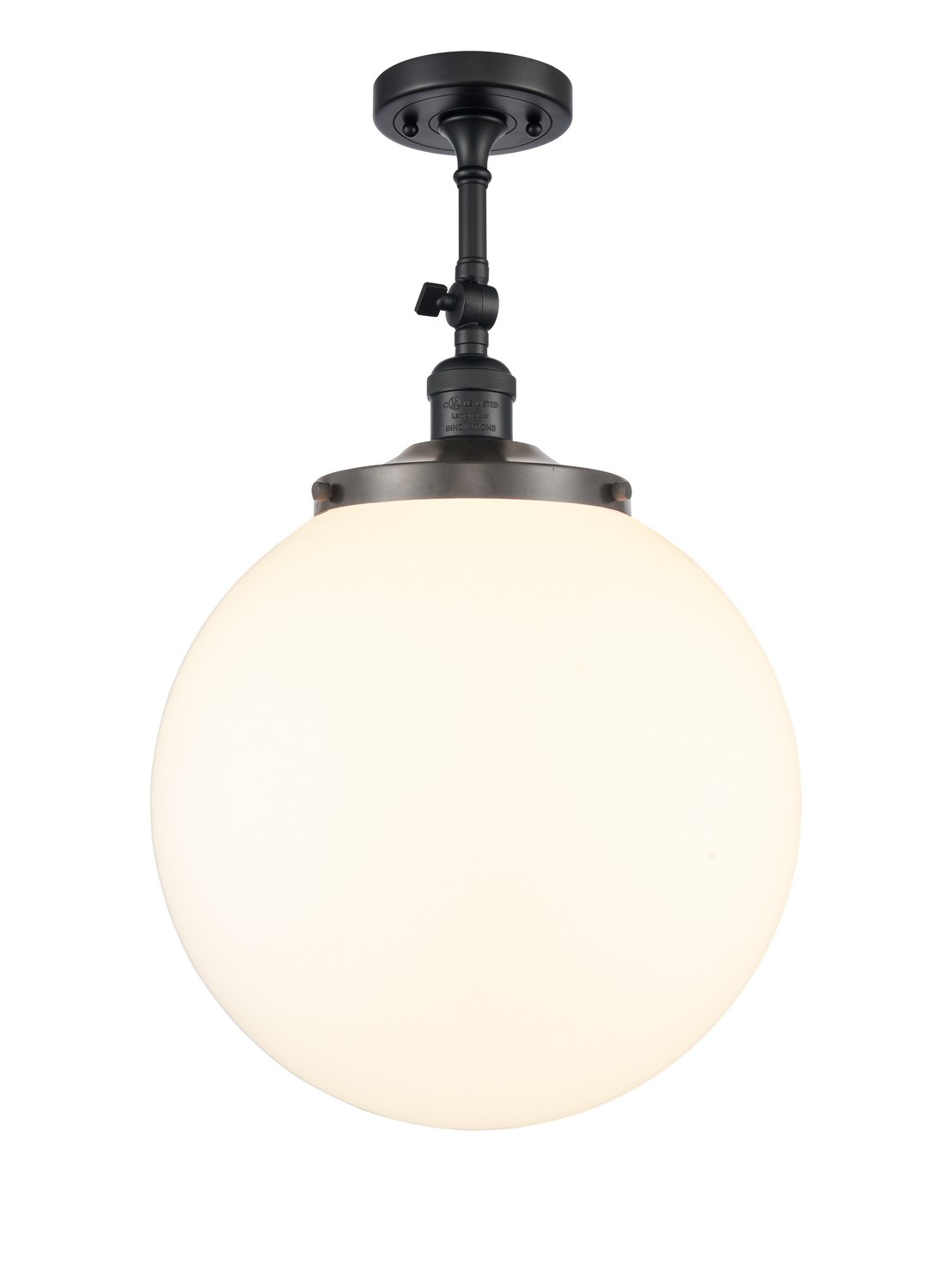 One Light Semi-Flush Mount by Innovations - Franklin Restoration Collection, Matte Black Finish - 201F-BK-G201-14