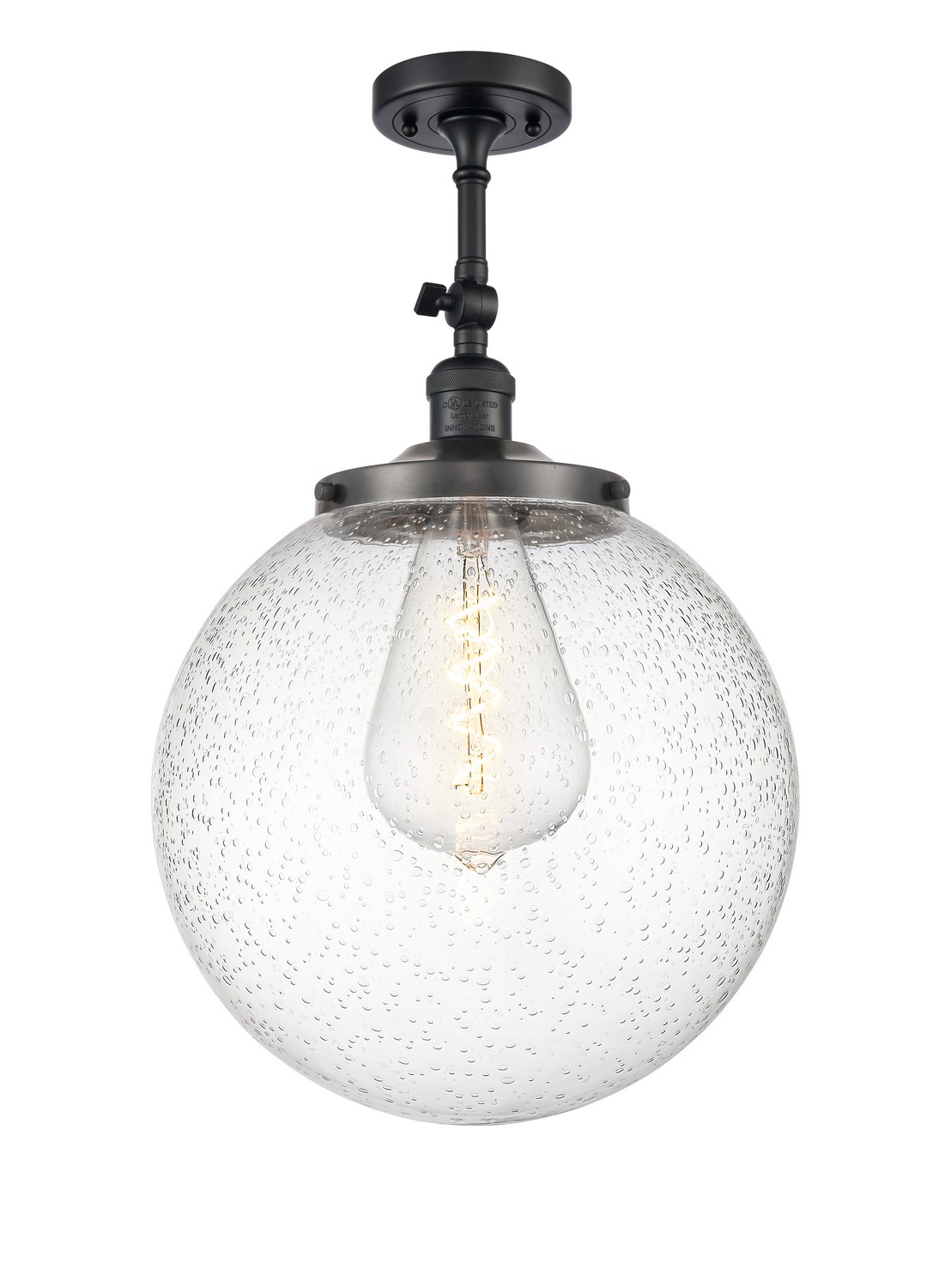 One Light Semi-Flush Mount by Innovations - Franklin Restoration Collection, Matte Black Finish - 201F-BK-G204-14