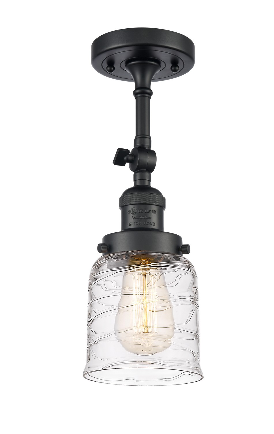 One Light Semi-Flush Mount by Innovations - Franklin Restoration Collection, Matte Black Finish - 201F-BK-G513
