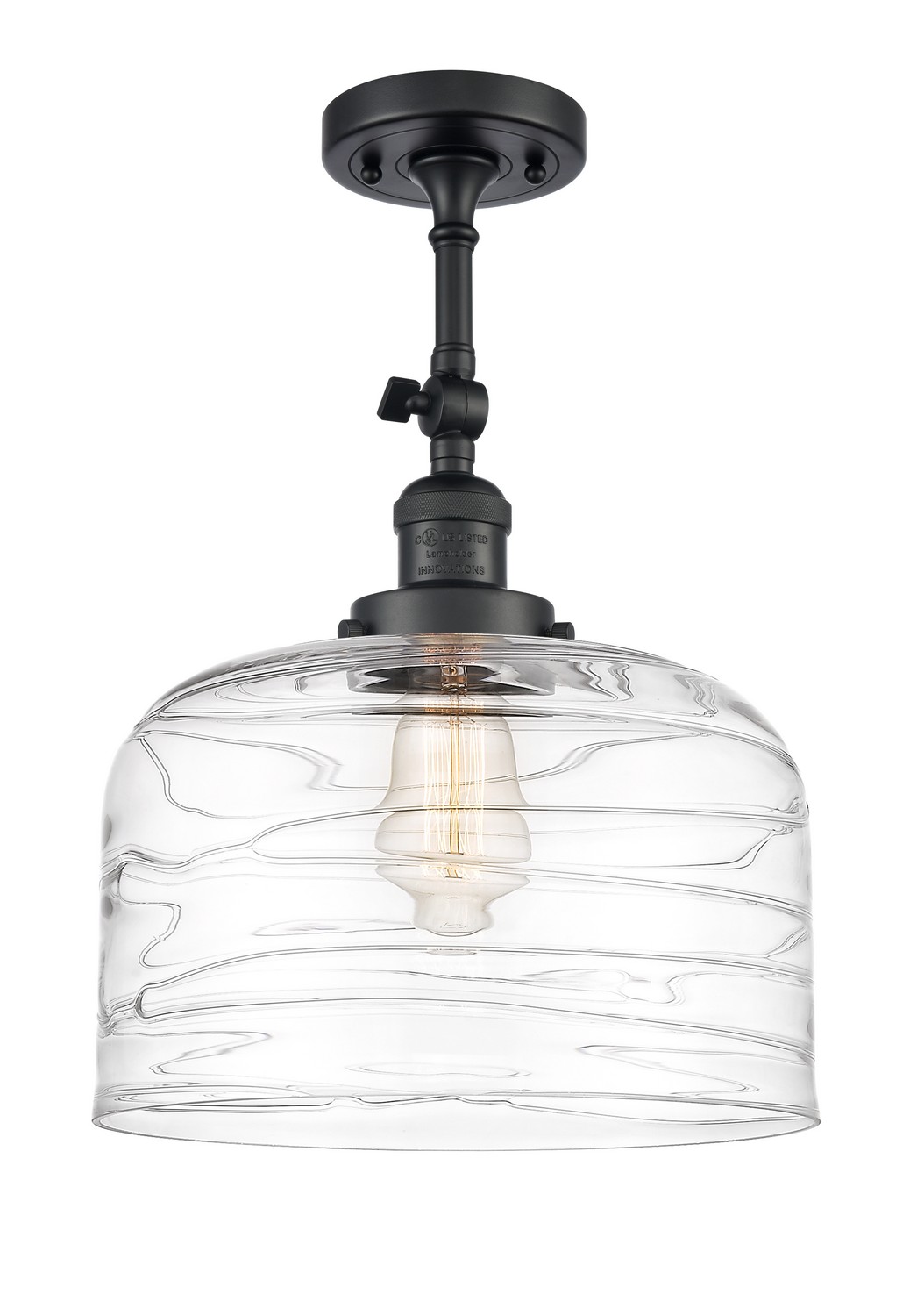 One Light Semi-Flush Mount by Innovations - Franklin Restoration Collection, Matte Black Finish - 201F-BK-G713-L