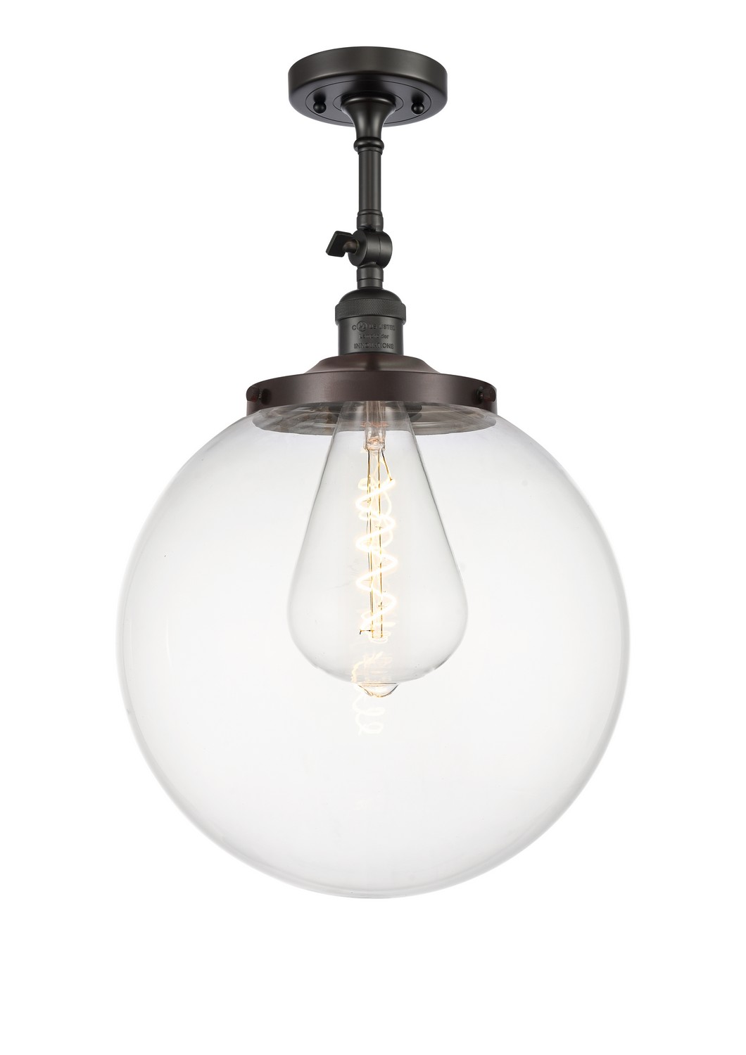 One Light Semi-Flush Mount by Innovations - Franklin Restoration Collection, Oil Rubbed Bronze Finish - 201F-OB-G202-14