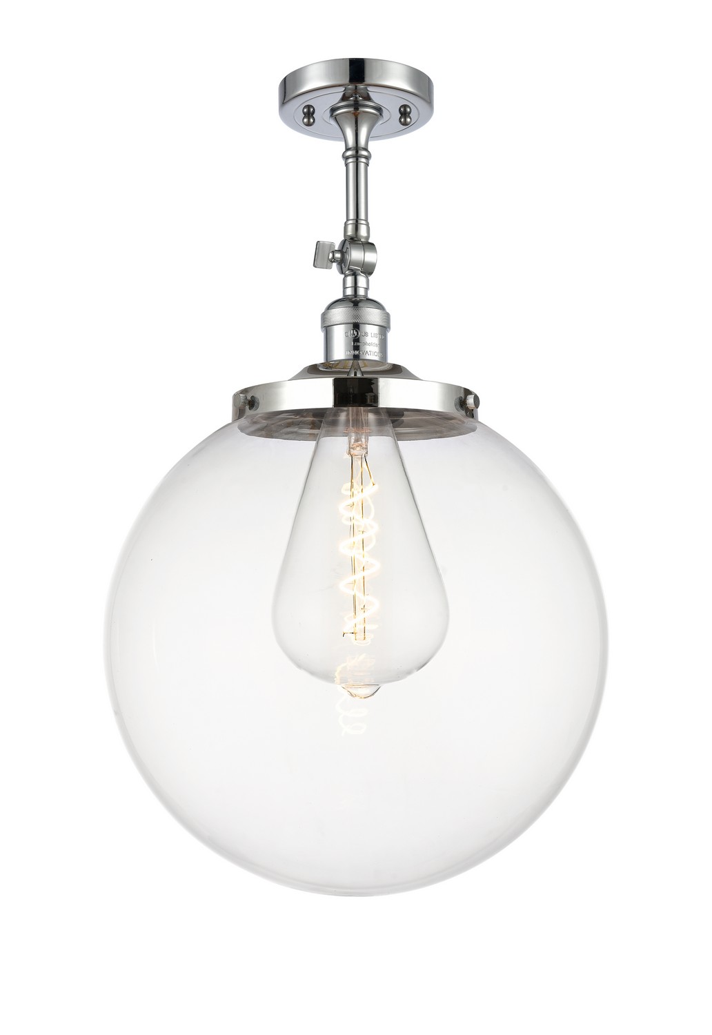 One Light Semi-Flush Mount by Innovations - Franklin Restoration Collection, Polished Chrome Finish - 201F-PC-G202-14
