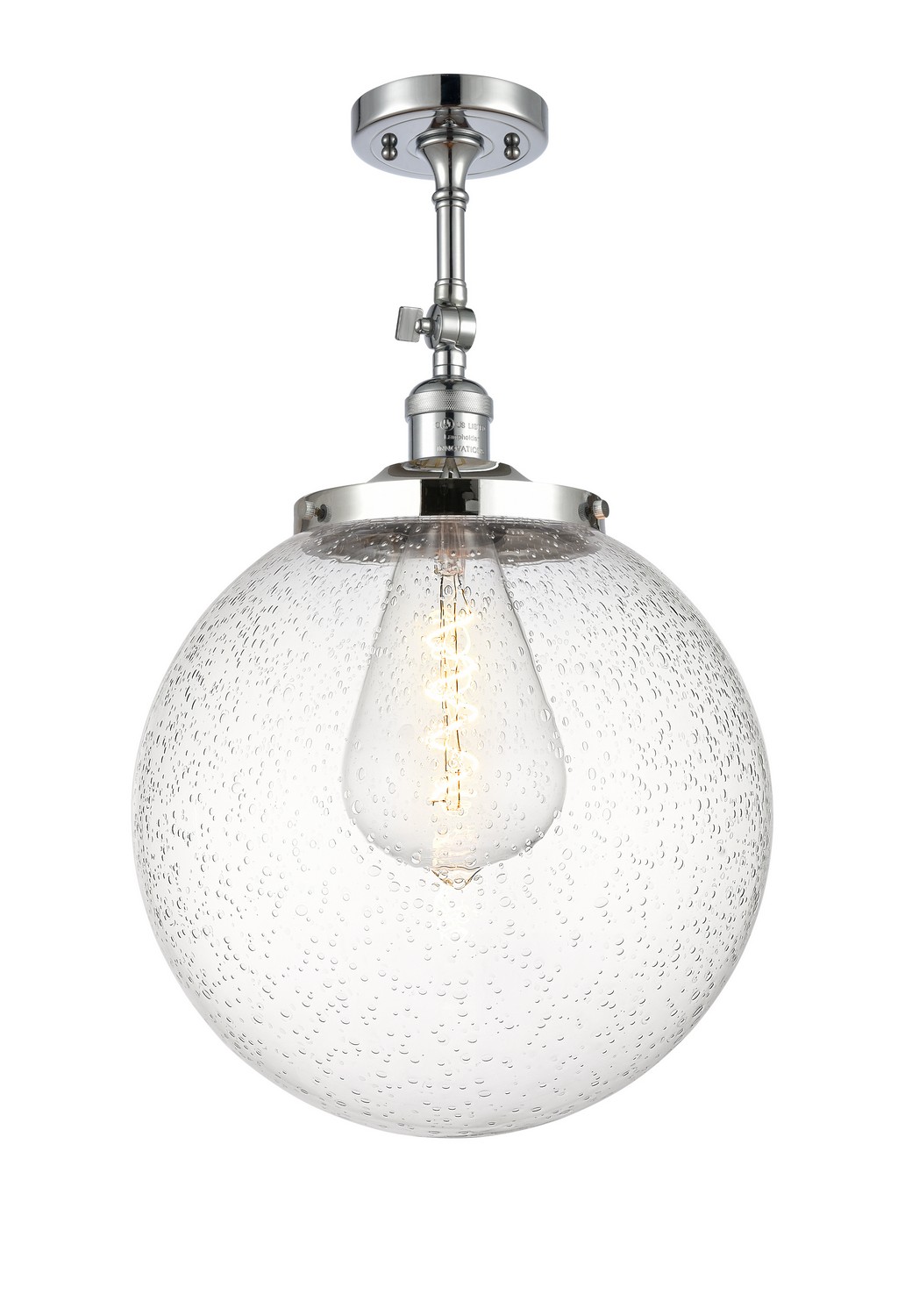 One Light Semi-Flush Mount by Innovations - Franklin Restoration Collection, Polished Chrome Finish - 201F-PC-G204-14