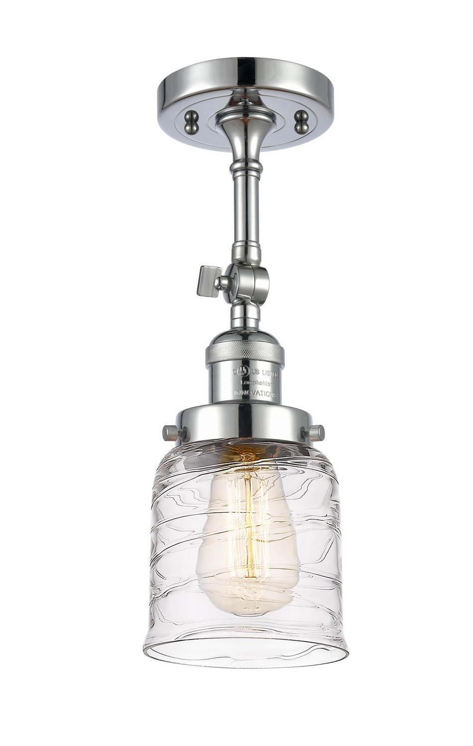 One Light Semi-Flush Mount by Innovations - Franklin Restoration Collection, Polished Chrome Finish - 201F-PC-G513
