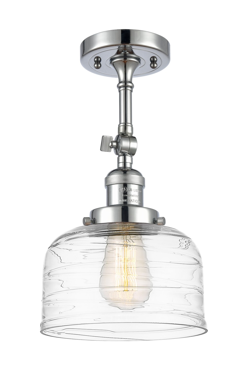 One Light Semi-Flush Mount by Innovations - Franklin Restoration Collection, Polished Chrome Finish - 201F-PC-G713
